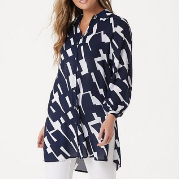 Dennis Basso Printed Woven Button Front Duster 545 - Picture 3 of 3